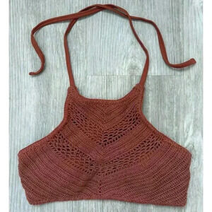 Xhilaration | Women's Knit Crochet High Neck Bikini Swim Top | Small